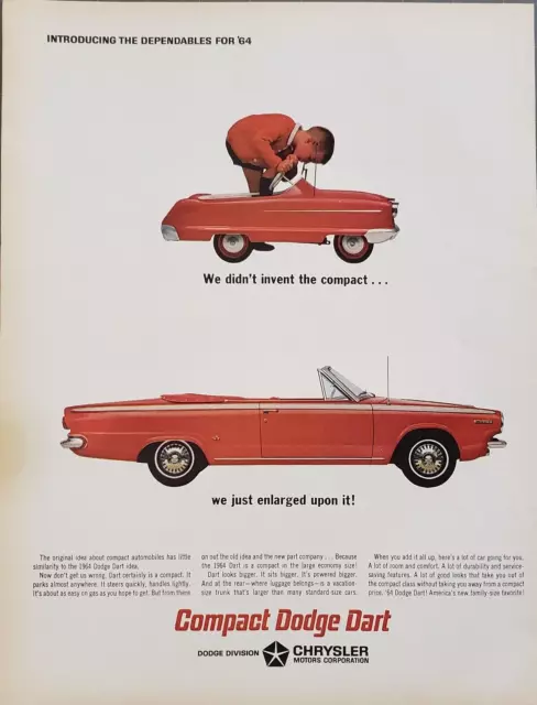 1963 Chrysler Compact Dodge Dart Automobile Car Large Economy Size Vtg Print Ad