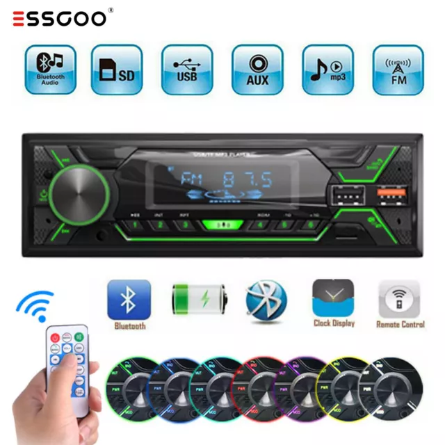 Single Din Car Stereo Radio Player CD Audio Bluetooth In-dash MP3/USB/SD/AUX/FM