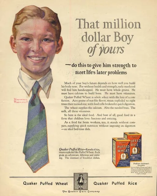 That million dollar Boy of yours Quaker Cereal ad ca 1930 Norman Rockwell