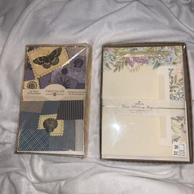 2 sets Vintage stationary 1 notecard set from American Greetings and 1 Hallmark