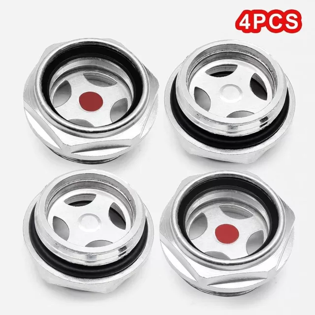 4 Piece Air Compressor Oil Sight Glass Set 1 Inch NPT Aluminum Alloy Body