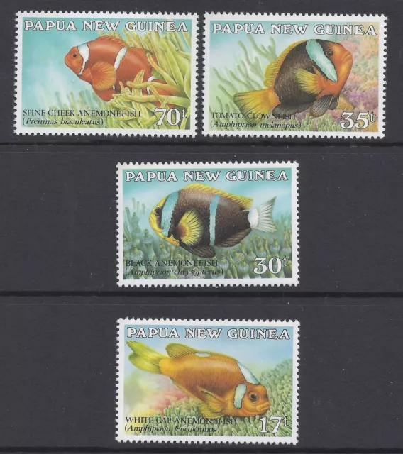 1987 Papua New Guinea Anemone Fish Set Of 4 Fine Mint Muh/Mnh