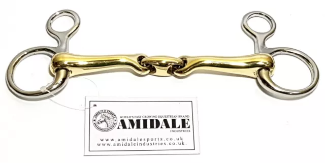 Amidale Hanging Cheek Snaffle Bit Verbindend Angled W lozenge Bnwt