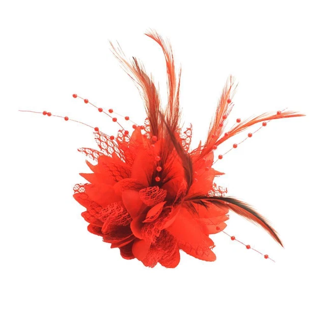 Flor de pluma pinzas para el cabello broche corsage novia boda fiesta joyería para el cabello
