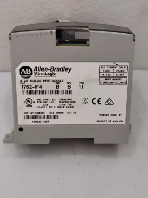 Allen Bradley 1762-If4 Micrologix 4 Channel Analog Input Module Free Fast Ship