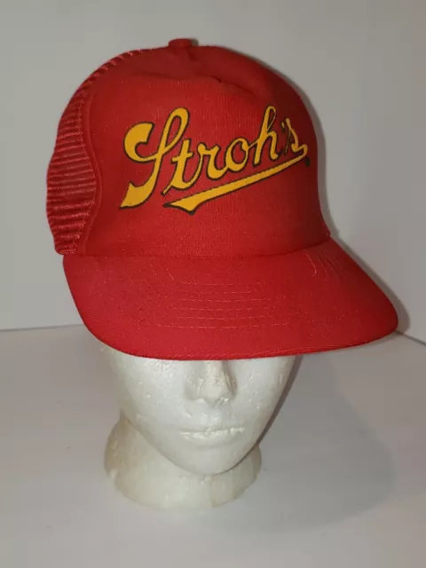 Vintage 80s Stroh’s Beer Snapback Trucker Hat Cap Made In USA RARE