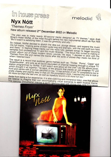 Nyx Nott 2022 CD ALBUM + PROMO PRESS SHEET Themes From [ARAB STRAP]