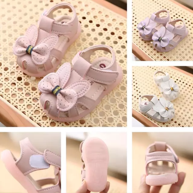 Baby Girls Toddlers Cute Garden Shoes Soft Sole Princess Bow Slippers Sandals UK