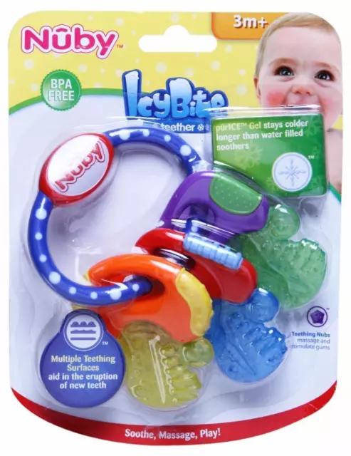 Nuby   Icy Bite Keys   Baby Teether Toy  Boys or Girls    Age 3m+   Bpa Free