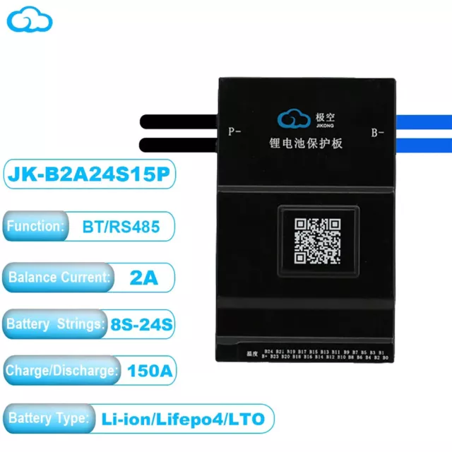 8S-24S 150A Li-ion LiFePo4 Smart BMS Board 2A Active Balancer APP BT/ RS485 SUK