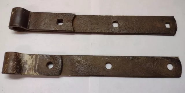 Primitive Antique Hand Forged Barn Door Strap Hinge Gate Iron 10 1/2" Long ***