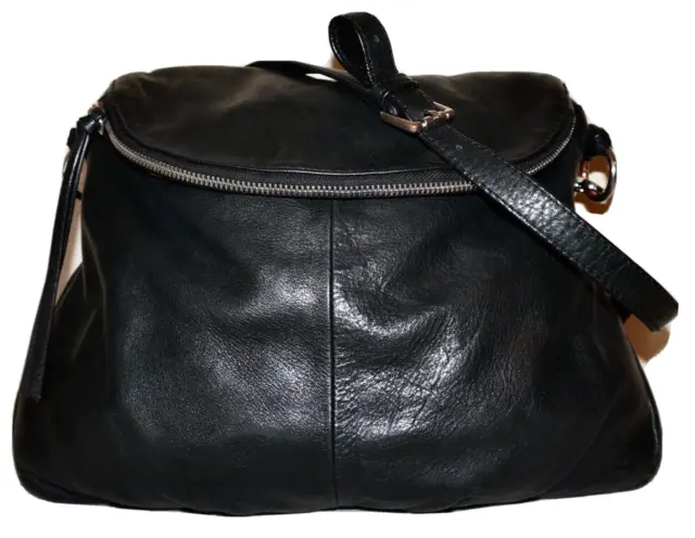 MARGOT Black Leather 11 x 13 Slouchy Crossbody Shoulder Bag
