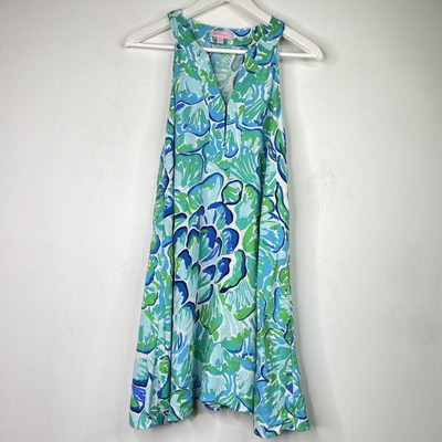 Lilly Pulitzer Achelle Swing Dress Pool Blue Stay Cool Blue Green Sleeveless XS