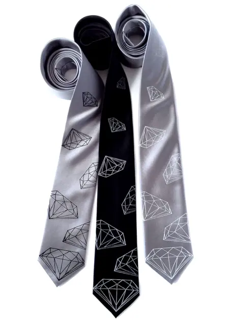 Classy Embroidered Black & Grey Ties For Formal Prom Party Attire (pack of 3)