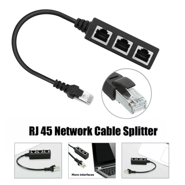 RJ45 LAN Ethernet Netzwerk Verteiler Splitter 1 Zu 3 Port Buchse Adapterkabel