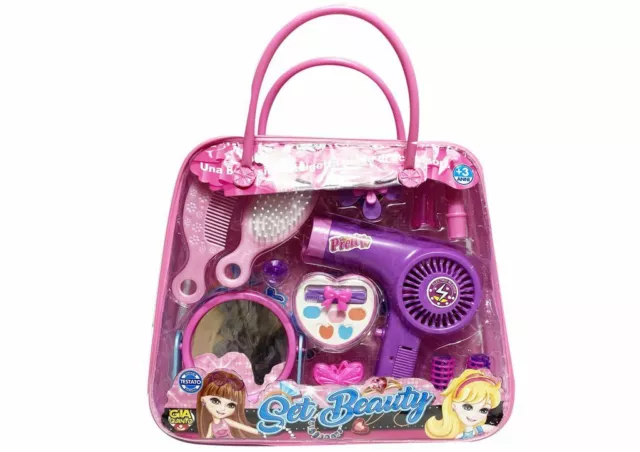 Set Beauty Borsetta Con Phon Specchio Pettini Giocattolo Gioco Bambini sar