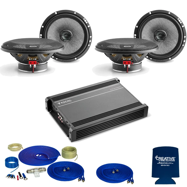 Focal Bundle AC165 Series 6.5" Speaker with 4 Channel Amplifier and wiring Kit