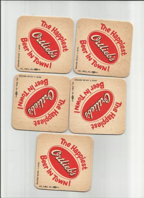 Lot of 5 Ortliebs Beer-Philadelphia, PA 3 1/2" 1970's #019..The Happiest Beer