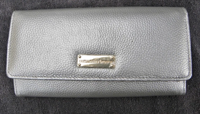 Samantha Brown Pewter colored 8" Clutch Organizer/Wallet- RFID Blocking-2 Piece