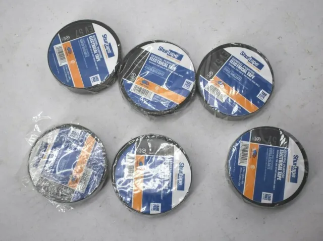 "Paquete de 6 cintas eléctricas de vinilo de color de uso general Shurtape EV57 0,75"" x 66'"