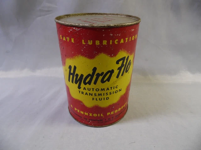 Vintage Pennzoil Hydra Flo Automatic Transmission Fluid Quart Cardboard Can!