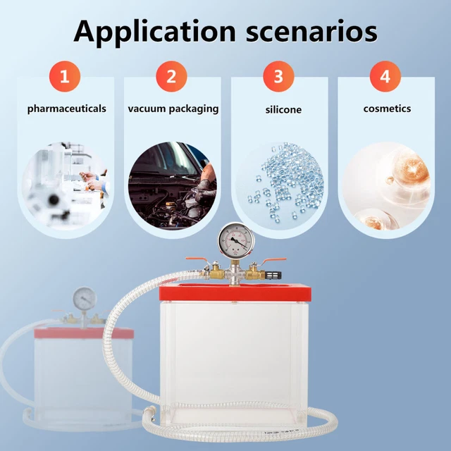 7L 2 Gallon Acrylic Vacuum Chamber Acrylic Clear Vacuum Degassing Chamber Lab US