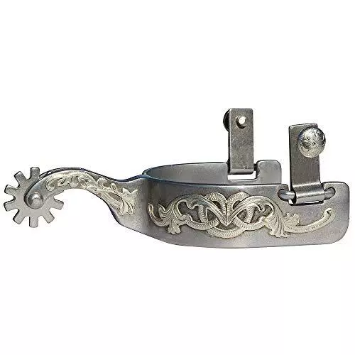 Spurs - Medium Shank Polished Steel Floral