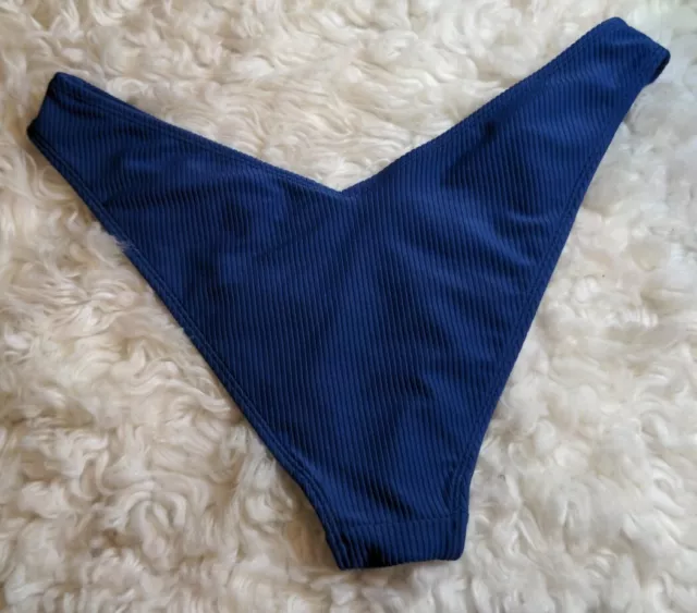 Vintage High Cut Bikini Briefs Swim Bottoms Blue Fully Lined High Leg NWOT NOS 2