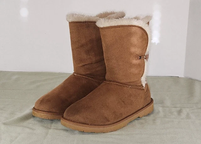 SO Jordie Women's Size 8 Med Boots With Faux Fur Chestnut Brown Kohl's 