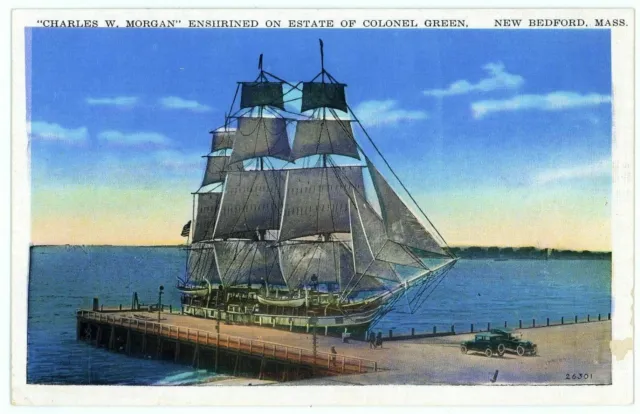 Postcard "Charles W. Morgan" Enshrined On Estate Of Colonel Green NewBedford MA