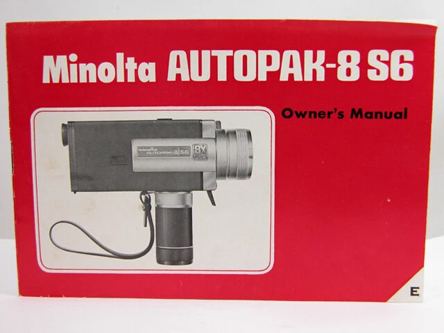 Minolta AUTOPAK-8 S6 Super 8 Movie Camera Factory INSTRUCTION MANUAL