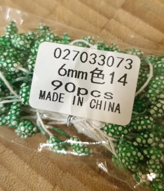 90pcs green and white 6mm foam stamen.  Double ended.