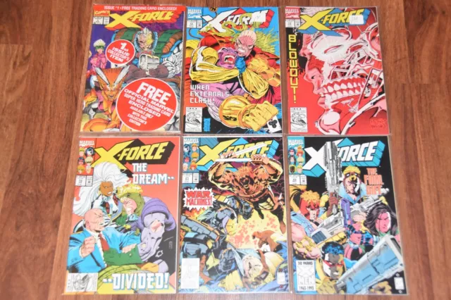 Lot 6 Marvel X FORCE 1991 Comic Book UNREAD HIGH GRADE 1, 12, 13, 19, 21, 22