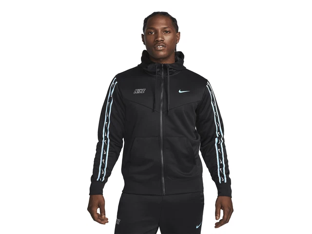Nike Felpa Con Cappuccio Uomo  Dx2025 011  Nsw Repeat Hoody Black/Black/Baltic B