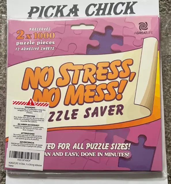 No Stress No Mess Puzzle Saver 2 X 1000 Puzzle Pieces 12 Adhesive Sheets