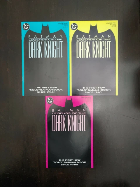 Lot Of 3 1989 DC Batman Legends Of The Dark Knight #1 Pink Yellow Blue Covers