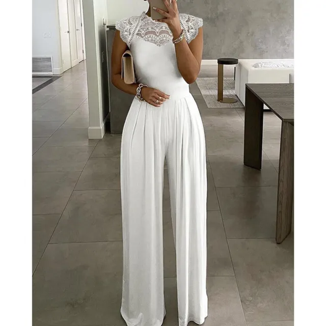 Womens Sleeveless Wide Leg Lace Jumpsuit Formal Evening Party Playsuit Pants