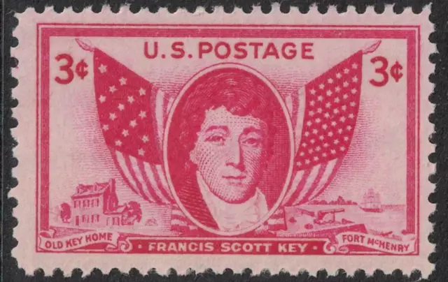 Scott 962- Francis Scott Key, Flags- MNH 3c 1948- unused US mint stamp