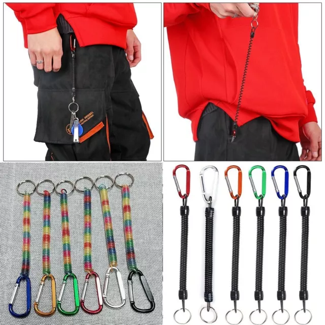 Fishing Lanyards Camping Carabiner Anti-lost Phone Keychain Spring Elastic Rope