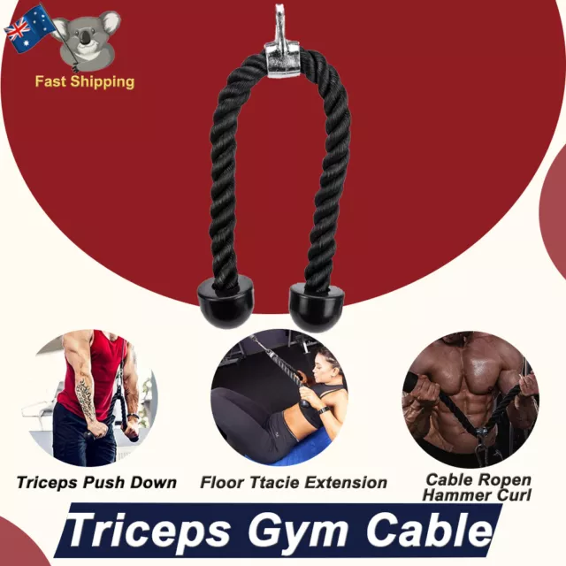 Tricep Rope Gym Press Down Push Pull Cord Multi Lat Bar Pulley Cable Attachment