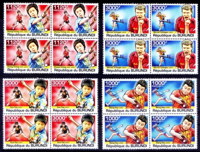 Table Tennis, Sports, Wang hao, Guo, Werner, Burundi 2011 MNH 4v in Blk