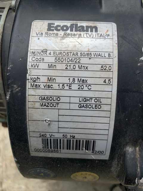 ECOFLAM OIL BURNER Code 550104/22 Minor 4 Eurostar 21-52 Kw £50.00 -  PicClick UK