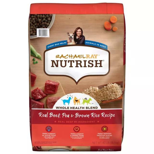 Rachael Ray Nutrish Real Beef, Pea & Brown Rice Recipe Dry Dog Food, 40 lb. Bag