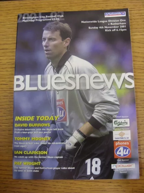 04/11/2001 Birmingham City v Rotherham United  .  This item is supplied by Footy