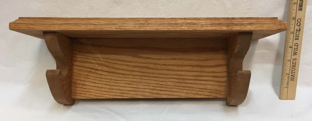 Shelf Towel Rack Oak Wooden Wood Hooks for Dowel Bar 16" Wide