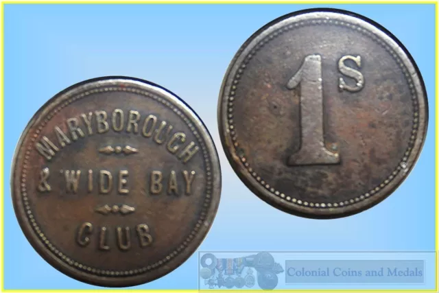 Maryborough & Wide Bay Club 1/- Check Piece in Copper ...  Scarce