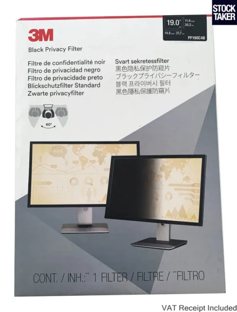 3M Privacy Filter Screen 19” Monitor Black 30.2 x 37.7cm Anti-Glare PF190C4B 5:4