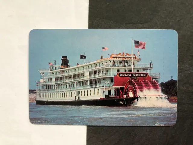 Vintage Swap Playing Card American Delta Queen Steamboat Cruise Boat Ship Advert