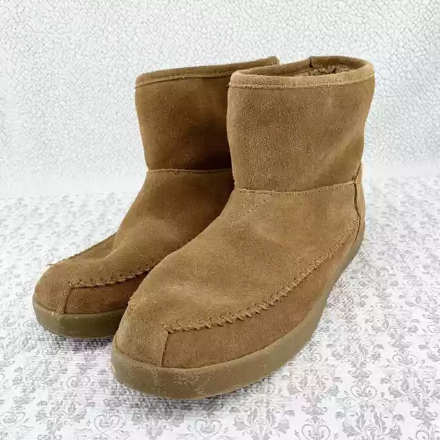 Bobs From Skechers Earthwise Posie Boots Sz 8 Women Chestnut Suede & Faux Fur 2