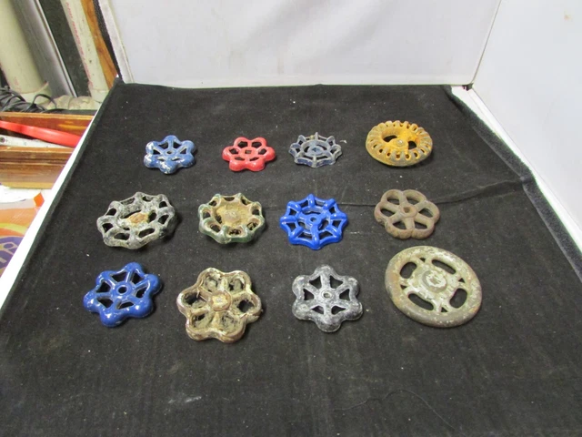 12 Vintage Valve Handles With Faucet Knobs Steam Punk Arts